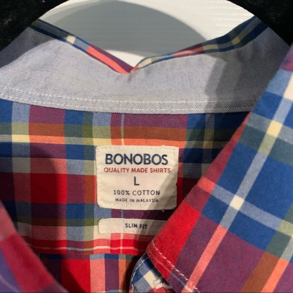 Bonobos Slim Fit Red and Blue Plaid Button Down - Picture 2 of 3